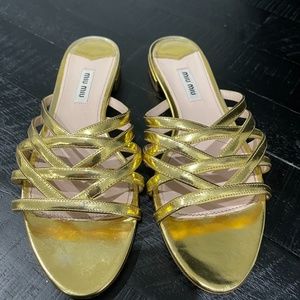 Miu Miu Gold Slippers Size 37.5